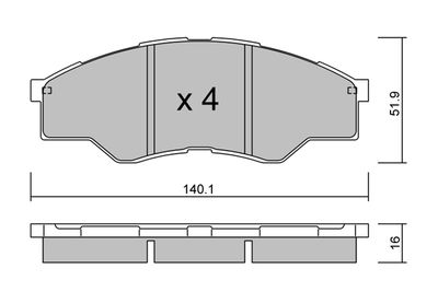 BPTO1031 AISIN Комплект тормозных колодок, дисковый тормоз