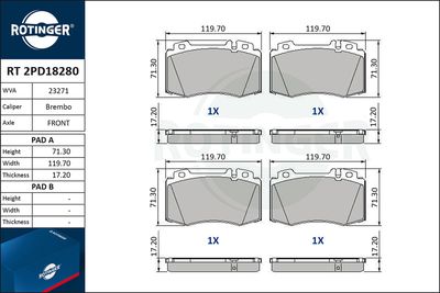 RT2PD18280 ROTINGER Комплект тормозных колодок, дисковый тормоз