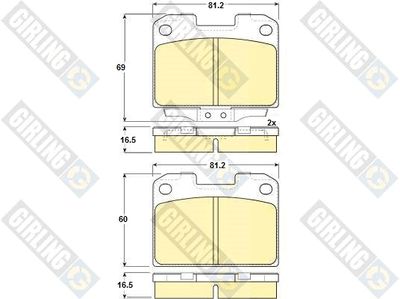 6131049 GIRLING Комплект тормозных колодок, дисковый тормоз