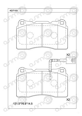 KD7193 ASIMCO Комплект тормозных колодок, дисковый тормоз