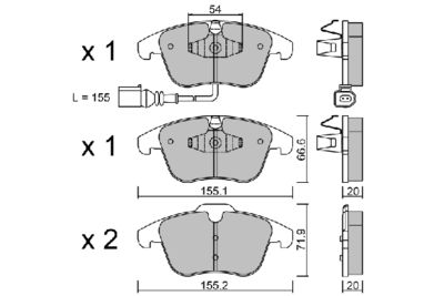 BPVW1023 AISIN Комплект тормозных колодок, дисковый тормоз