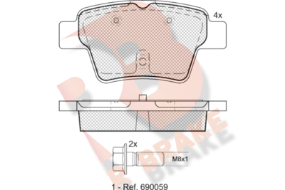 RB1729701 R BRAKE Комплект тормозных колодок, дисковый тормоз