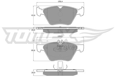 TX1282 TOMEX Brakes Комплект тормозных колодок, дисковый тормоз