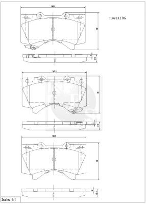 T360A106 NPS Комплект тормозных колодок, дисковый тормоз