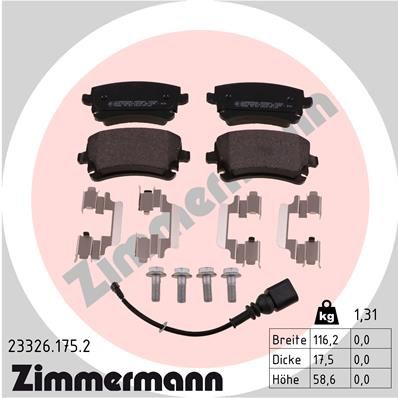 233261752 ZIMMERMANN Комплект тормозных колодок, дисковый тормоз