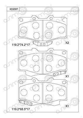 KD2007 ASIMCO Комплект тормозных колодок, дисковый тормоз