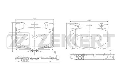 BS1515 ZEKKERT Комплект тормозных колодок, дисковый тормоз