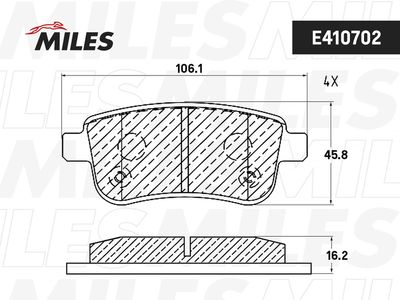 E410702 MILES Комплект тормозных колодок, дисковый тормоз