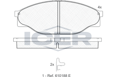 141010 ICER Комплект тормозных колодок, дисковый тормоз