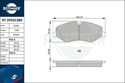 RT2PD31380 ROTINGER Комплект тормозных колодок, дисковый тормоз