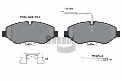 BPD1268 BENDIX Braking Комплект тормозных колодок, дисковый тормоз