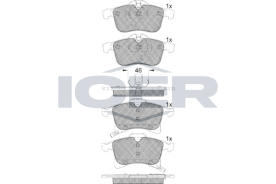 181592 ICER Комплект тормозных колодок, дисковый тормоз