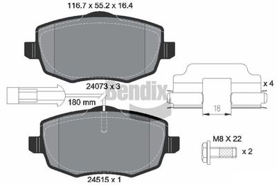 BPD1187 BENDIX Braking Комплект тормозных колодок, дисковый тормоз