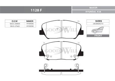 1128F GOODWILL Комплект тормозных колодок, дисковый тормоз