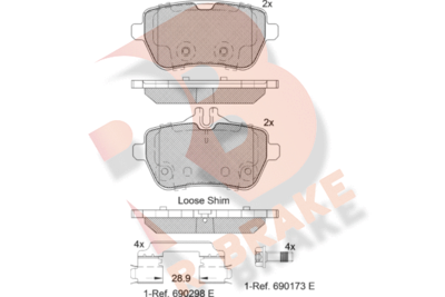 RB2076 R BRAKE Комплект тормозных колодок, дисковый тормоз