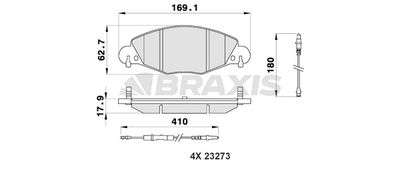 AB0188 BRAXIS Комплект тормозных колодок, дисковый тормоз