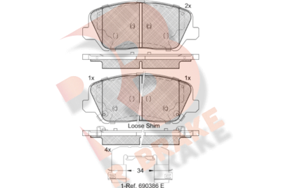 RB2239 R BRAKE Комплект тормозных колодок, дисковый тормоз