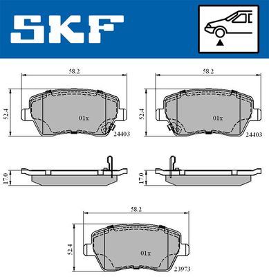 VKBP80182A SKF Комплект тормозных колодок, дисковый тормоз