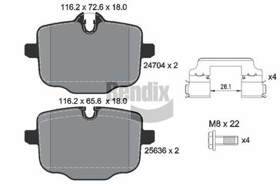 BPD1585 BENDIX Braking Комплект тормозных колодок, дисковый тормоз