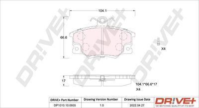 DP1010100935 Dr!ve+ Комплект тормозных колодок, дисковый тормоз