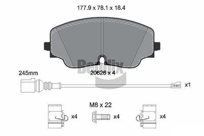 BPD1662 BENDIX Braking Комплект тормозных колодок, дисковый тормоз