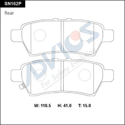 SN162P ADVICS Комплект тормозных колодок, дисковый тормоз