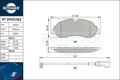 RT2PD31362 ROTINGER Комплект тормозных колодок, дисковый тормоз