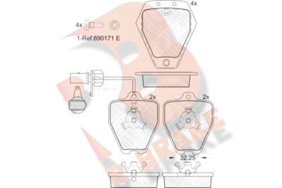 RB1694 R BRAKE Комплект тормозных колодок, дисковый тормоз