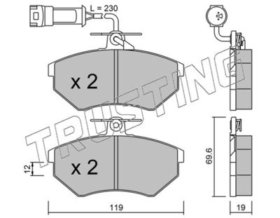 0523 TRUSTING Комплект тормозных колодок, дисковый тормоз