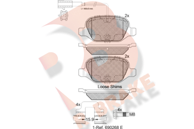 RB2037203 R BRAKE Комплект тормозных колодок, дисковый тормоз