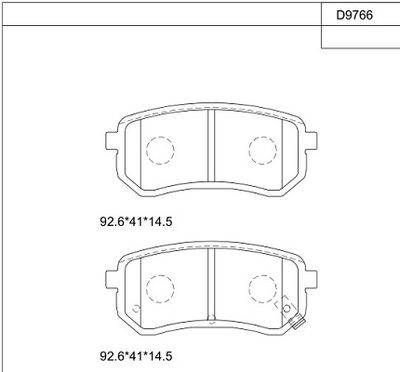 KD9766 ASIMCO Комплект тормозных колодок, дисковый тормоз