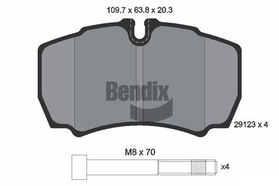 BPD1148 BENDIX Braking Комплект тормозных колодок, дисковый тормоз