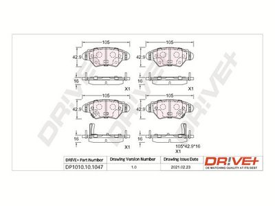 DP1010101047 Dr!ve+ Комплект тормозных колодок, дисковый тормоз