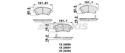 AB0131 BRAXIS Комплект тормозных колодок, дисковый тормоз