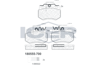 180555700 ICER Комплект тормозных колодок, дисковый тормоз