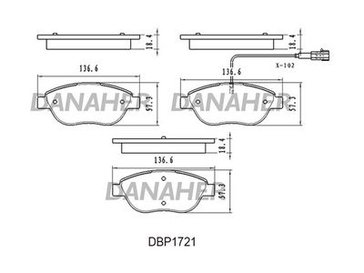 DBP1721 DANAHER Комплект тормозных колодок, дисковый тормоз