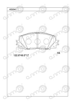 KD2041 ASIMCO Комплект тормозных колодок, дисковый тормоз