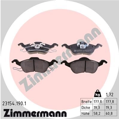 231541901 ZIMMERMANN Комплект тормозных колодок, дисковый тормоз