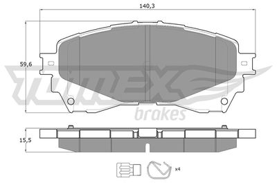 TX1741 TOMEX Brakes Комплект тормозных колодок, дисковый тормоз