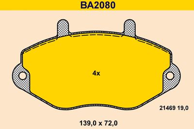 BA2080 BARUM Комплект тормозных колодок, дисковый тормоз