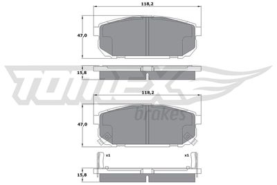 TX1495 TOMEX Brakes Комплект тормозных колодок, дисковый тормоз