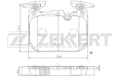 BS1692 ZEKKERT Комплект тормозных колодок, дисковый тормоз