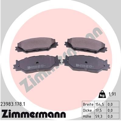 239831781 ZIMMERMANN Комплект тормозных колодок, дисковый тормоз