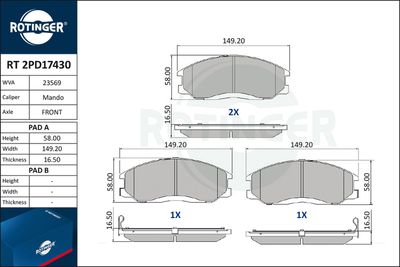 RT2PD17430 ROTINGER Комплект тормозных колодок, дисковый тормоз