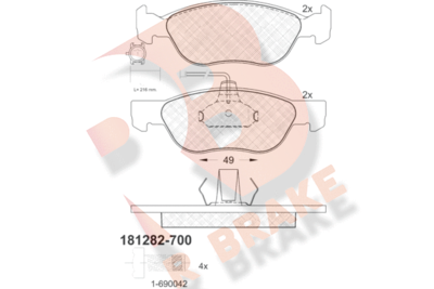 RB1282700 R BRAKE Комплект тормозных колодок, дисковый тормоз