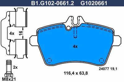 B1G10206612 GALFER Комплект тормозных колодок, дисковый тормоз