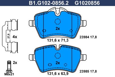 B1G10208562 GALFER Комплект тормозных колодок, дисковый тормоз