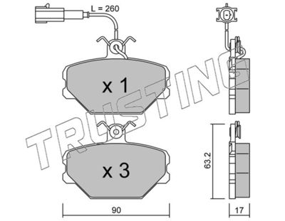 0610 TRUSTING Комплект тормозных колодок, дисковый тормоз