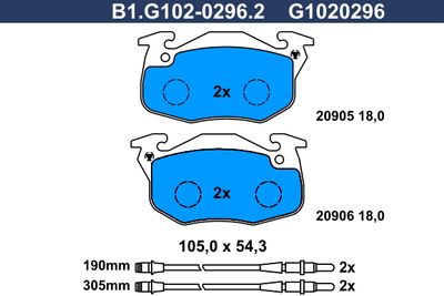 B1G10202962 GALFER Комплект тормозных колодок, дисковый тормоз