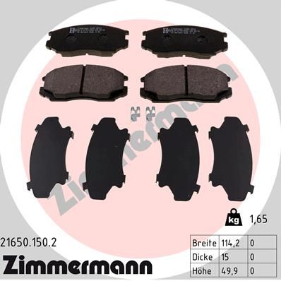 216501502 ZIMMERMANN Комплект тормозных колодок, дисковый тормоз